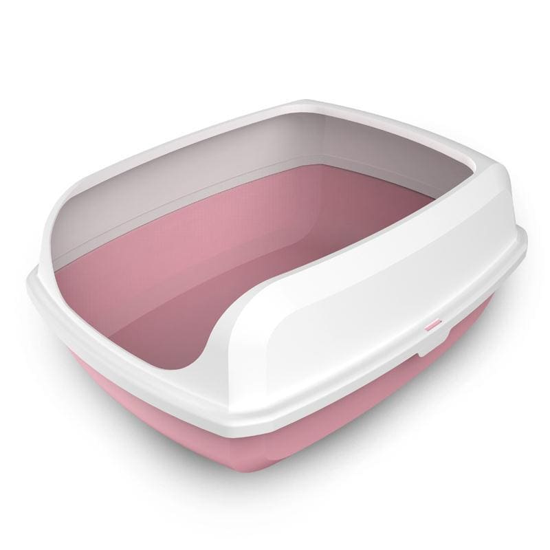 2 x High Sided Portable Open Cat Litter Box Tray With Scoop-Medium-Pink