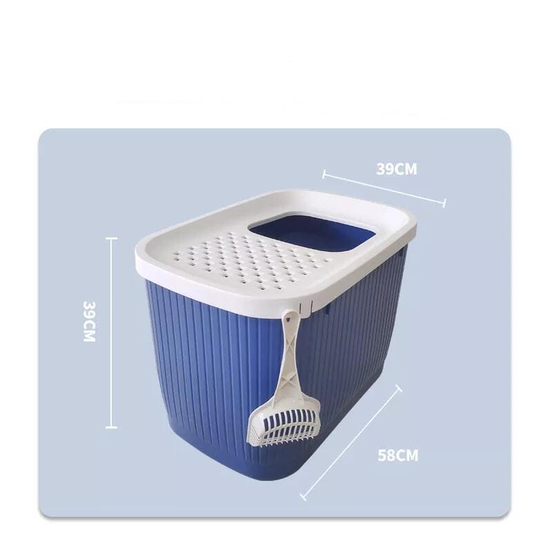 Top Entry Enclosed Cat Litter Box No Mess XXLarge- Dark Blue- FREE SHIPPING