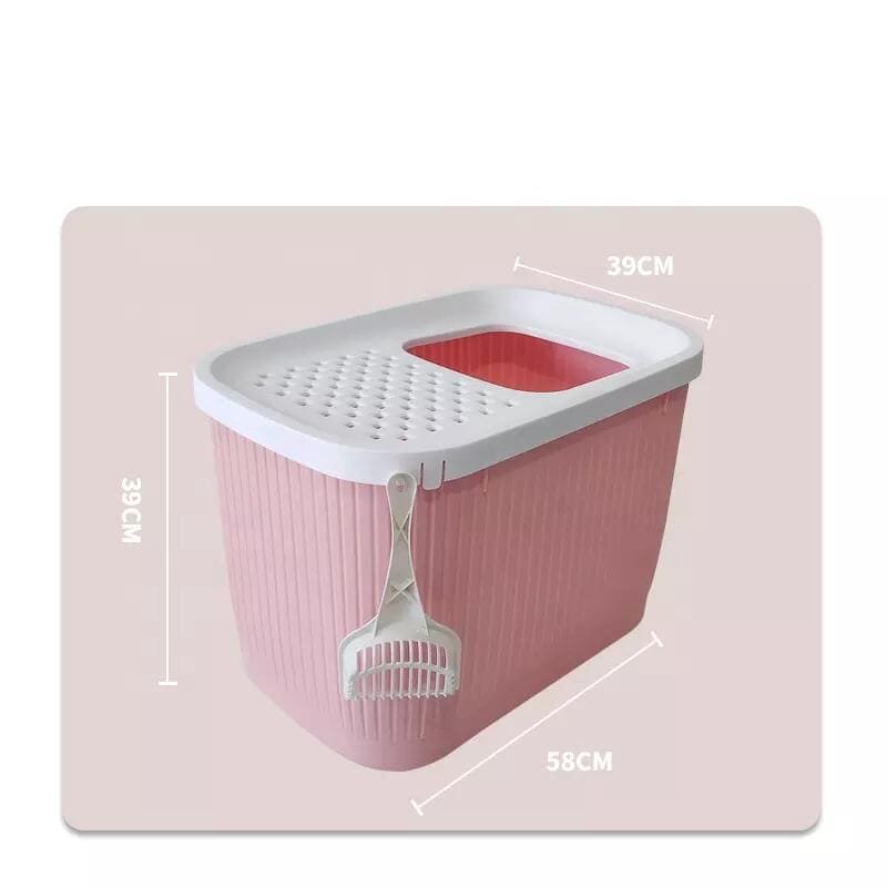 Top Entry Enclosed Cat Litter Box -No Mess XXLarge  Pink- FREE SHIPPING