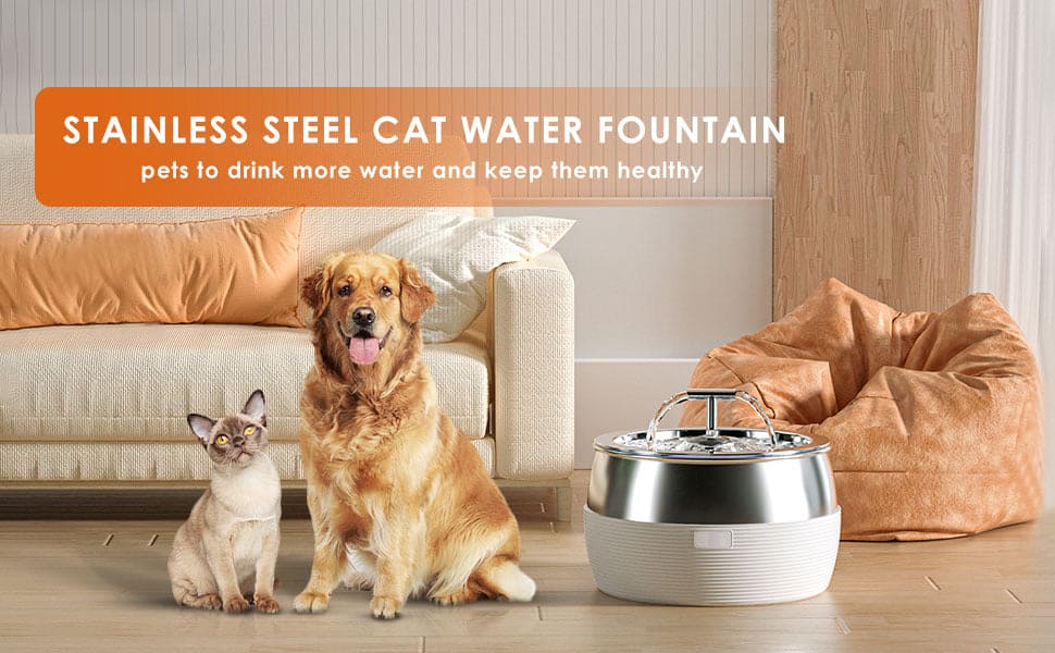 YES4PETS 3L Automatic Cat Stainless Steel Water Drinking Fountain  Black- FREE SHIPPING