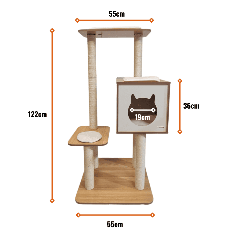 Petwiz 122cm Premium Wooden Laminate Sisal Post Cat Scratching Tree FREE SHIPPING